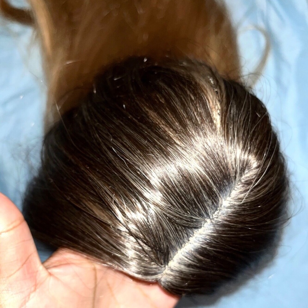 Long Ombre Ash blonde wig- human synthetic blend - straight hair 24 inchLong Omb